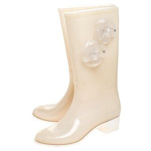 CHANEL CAMILLA RAIN BOOTS in CREAM